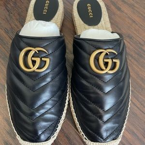 Gucci 40.5 Leather Charlotte Nero Slide